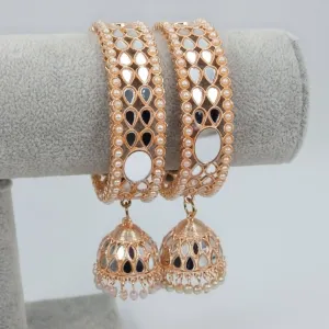 Angela Rose Gold Mirror Jhumka Bangles