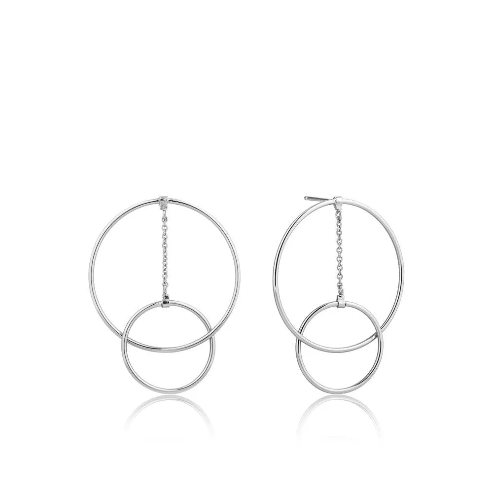 Ania Haie Modern Front Hoop Earrings - Silver