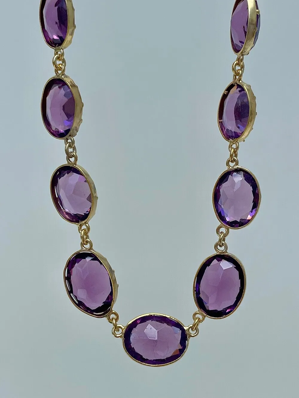 Anna Wintour Amethyst Riviere Necklace - 14k Gold Vermeil Victorian Style Necklace