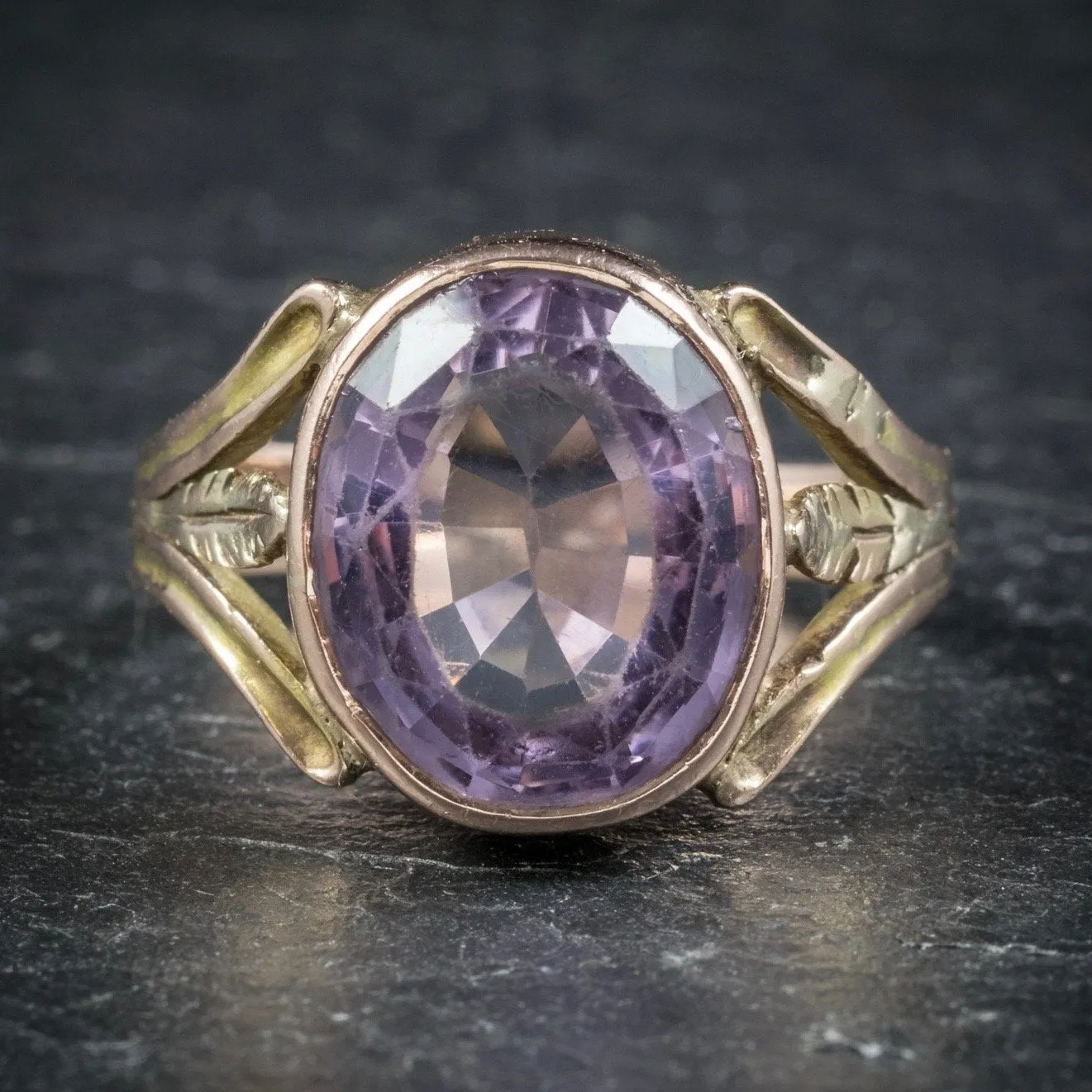 Antique Arts And Crafts Purple Spinel Ring 15Ct Gold Circa 1900