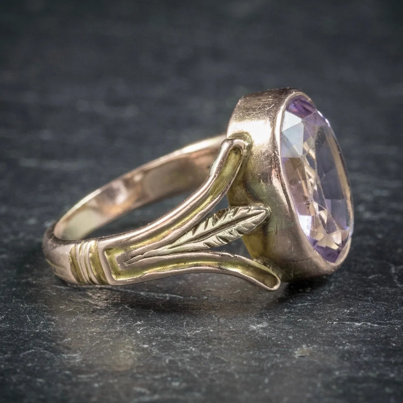 Antique Arts And Crafts Purple Spinel Ring 15Ct Gold Circa 1900