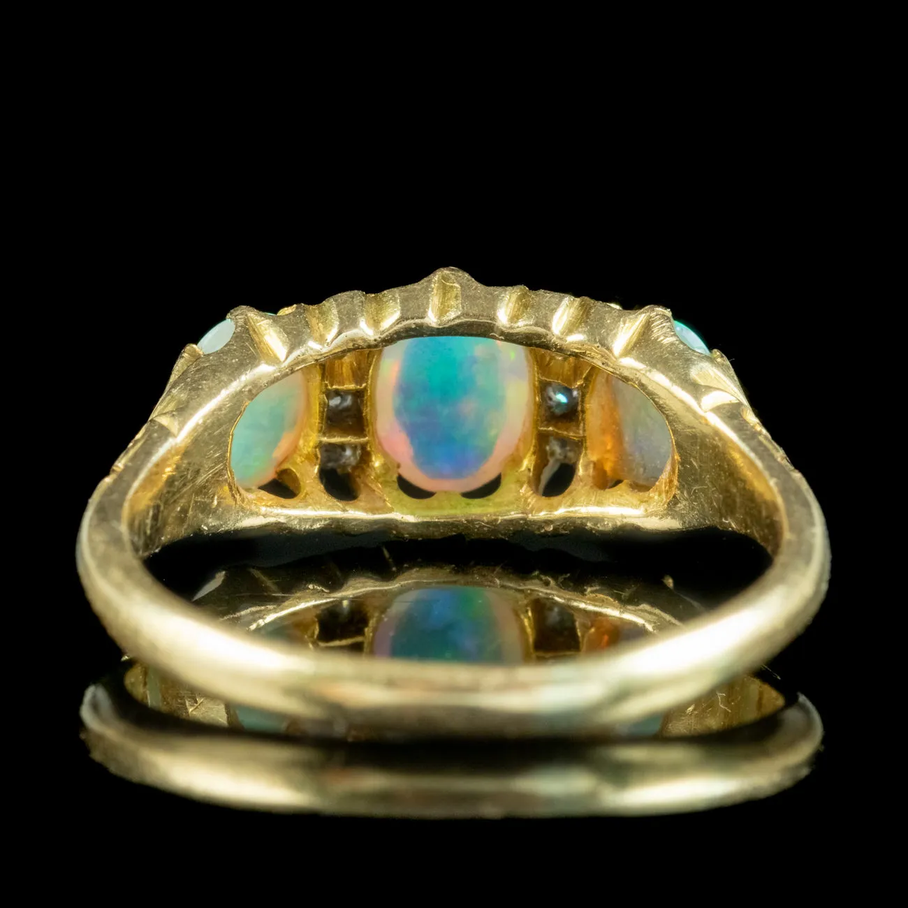 Antique Edwardian Opal Diamond Ring 1.45ct Of Opal Dated 1903