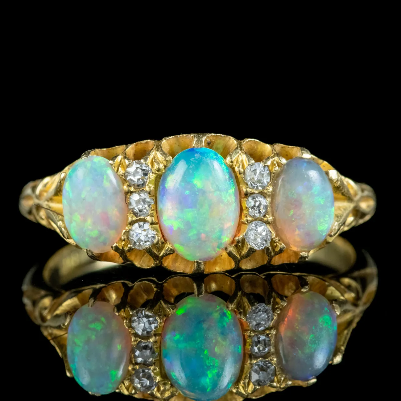 Antique Edwardian Opal Diamond Ring 1.45ct Of Opal Dated 1903