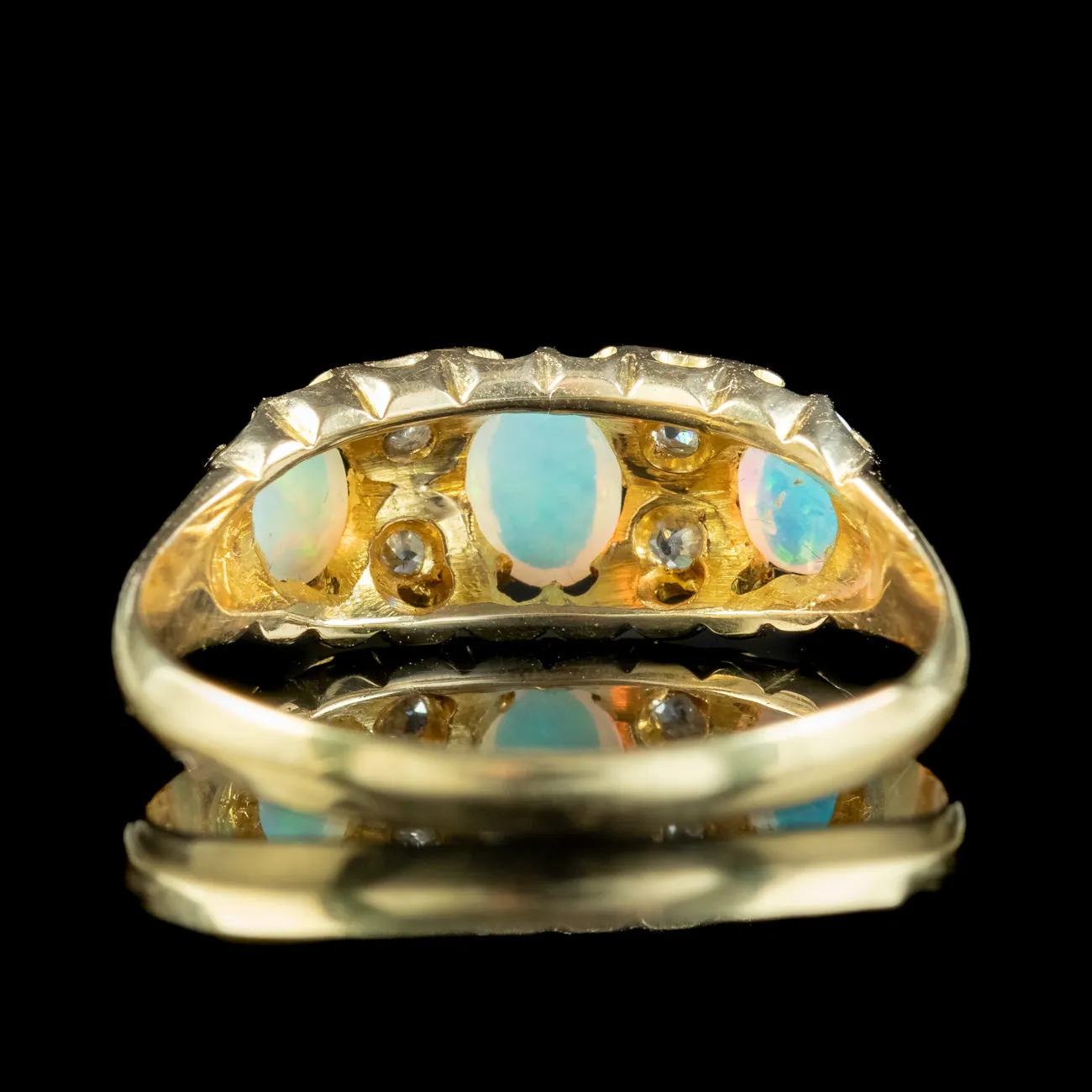 Antique Edwardian Opal Diamond Ring Dated 1910