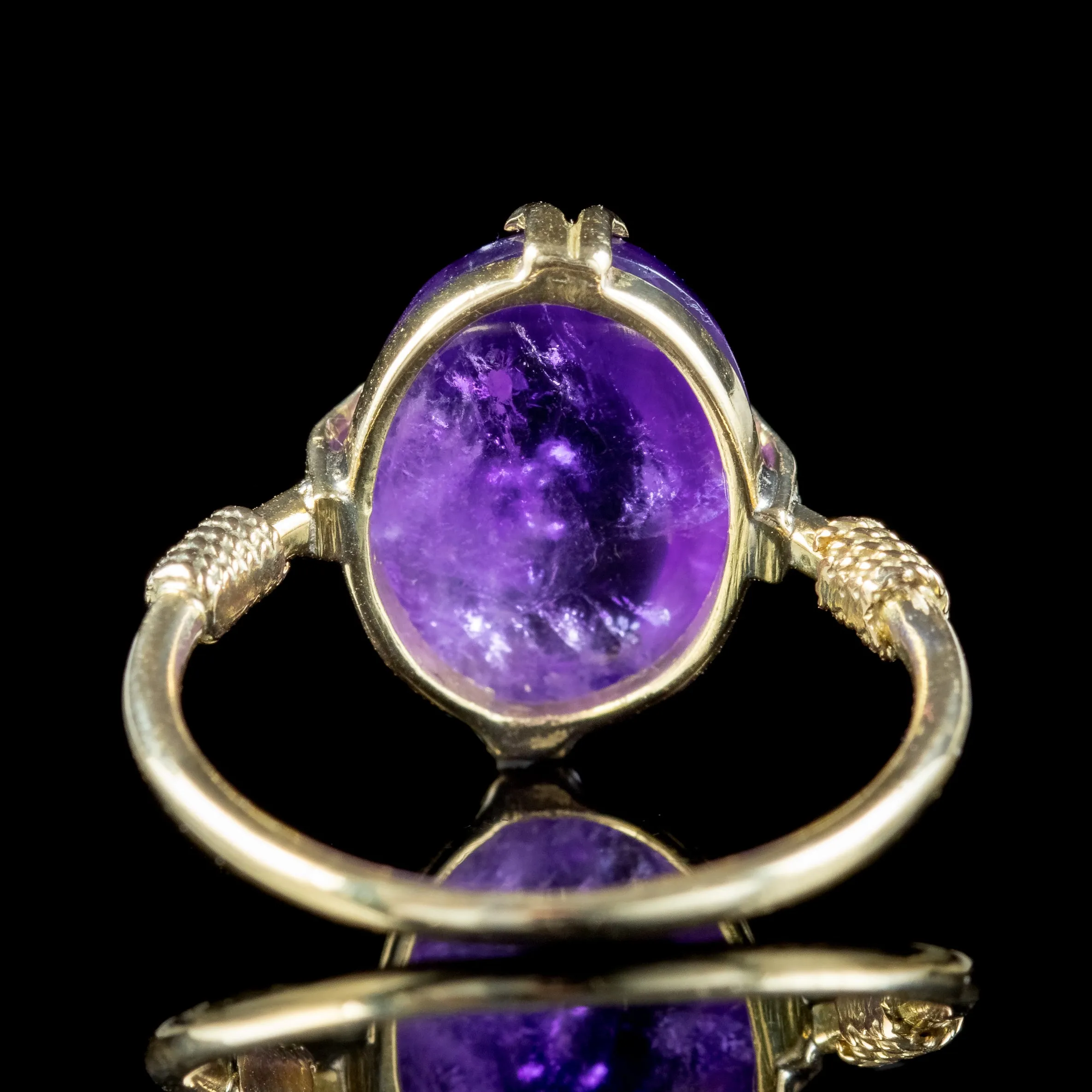 Antique Victorian Amethyst Ring 5ct Cabochon Amethyst