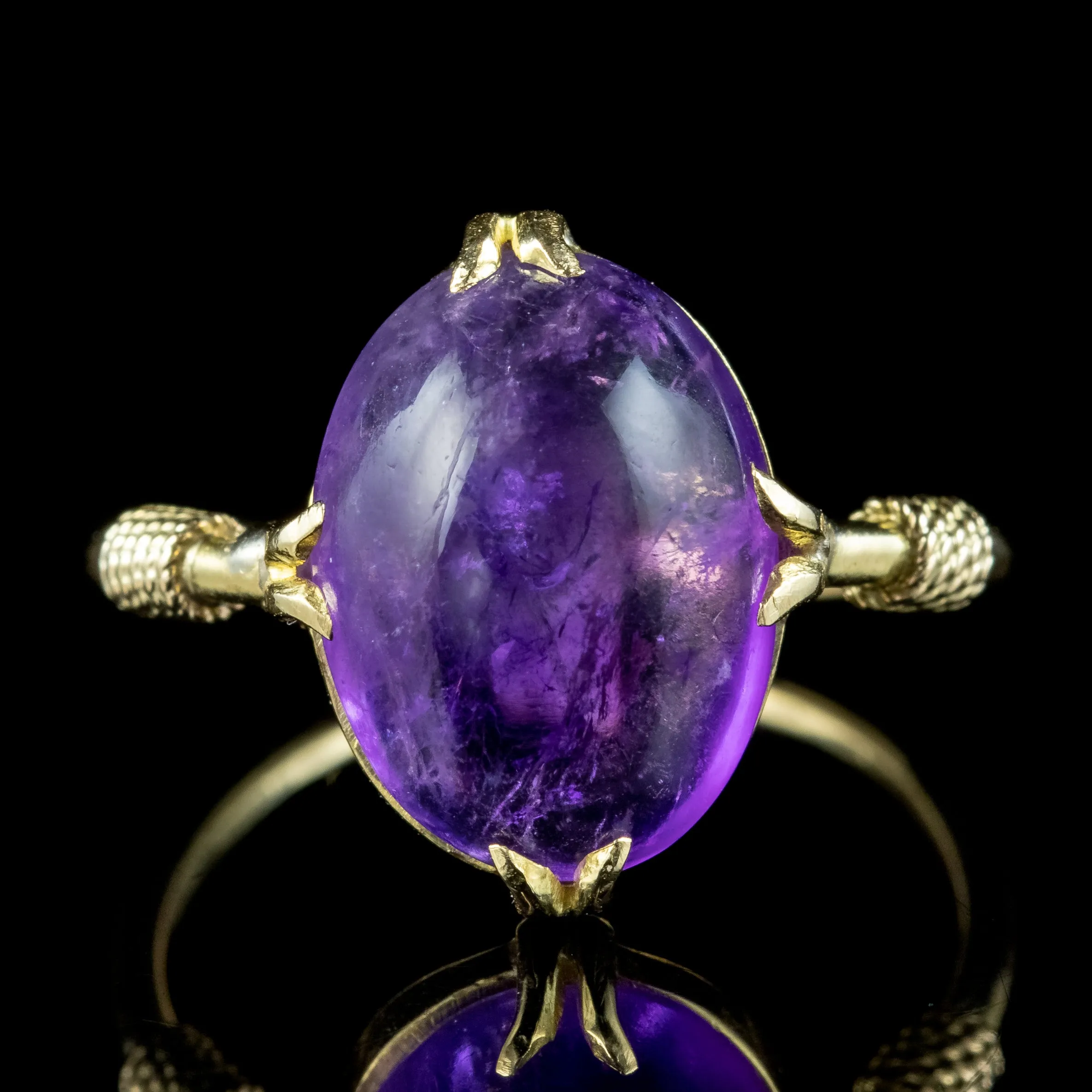 Antique Victorian Amethyst Ring 5ct Cabochon Amethyst