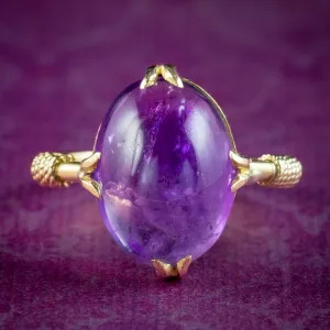 Antique Victorian Amethyst Ring 5ct Cabochon Amethyst