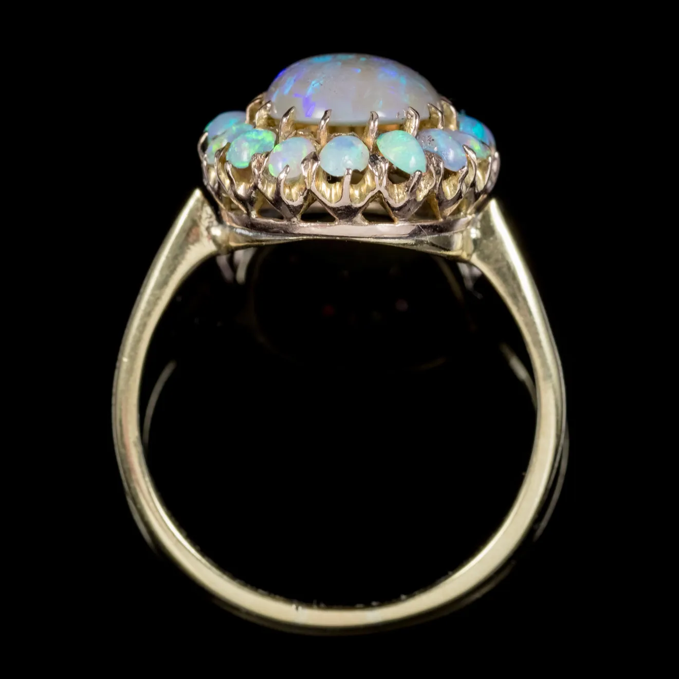 Antique Victorian Natural Opal Cluster Ring 18Ct Gold Circa 1900