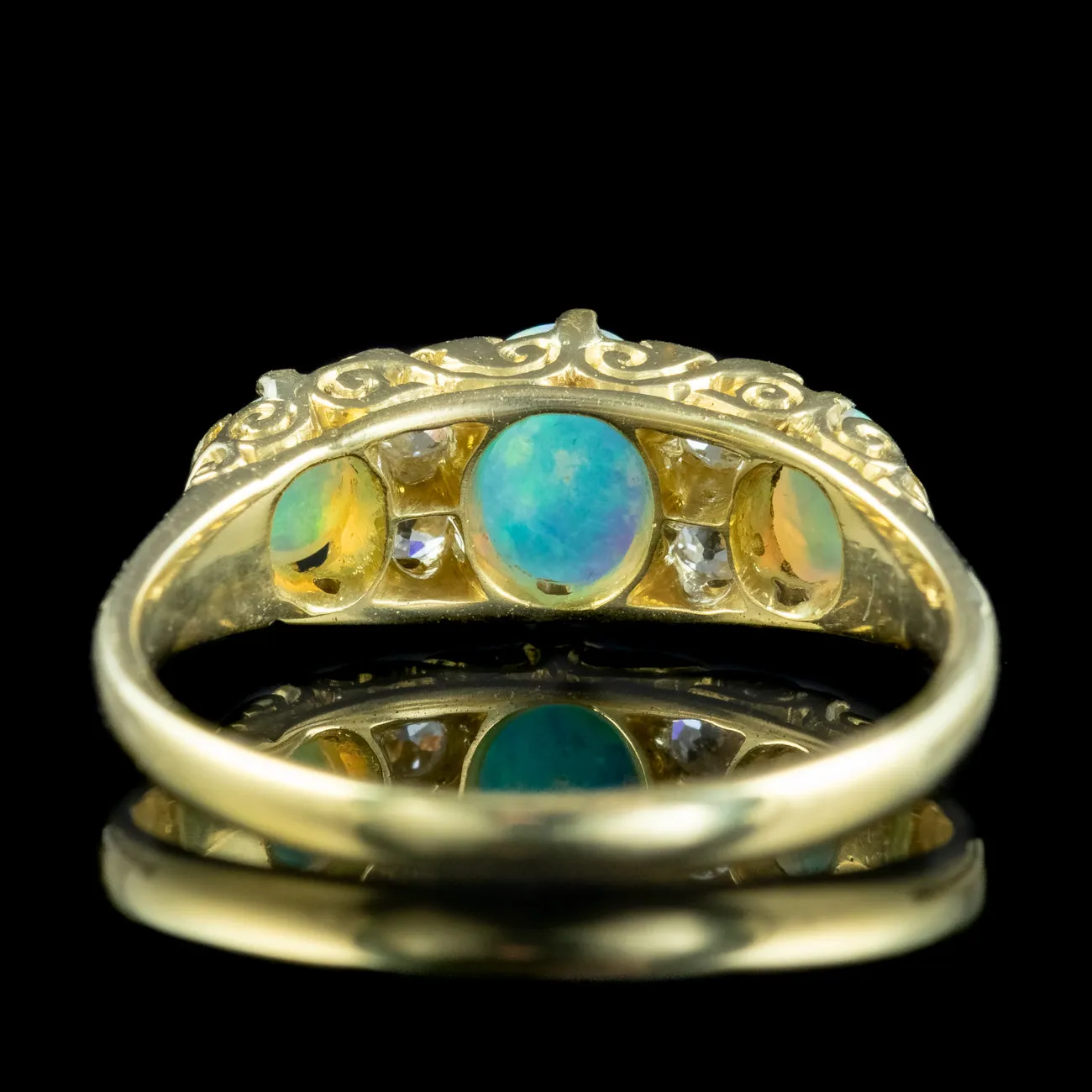 Antique Victorian Natural Opal Diamond Ring 1.1ct Opal