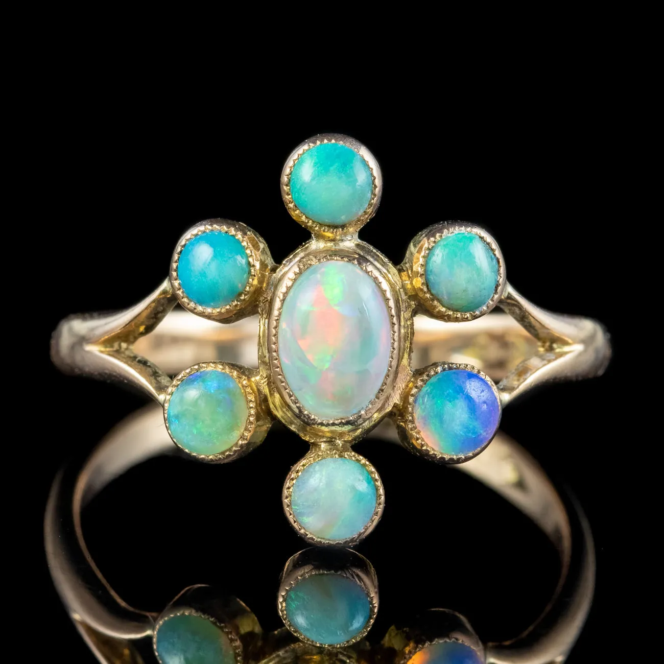 Antique Victorian Opal Cluster Ring 1ct Total