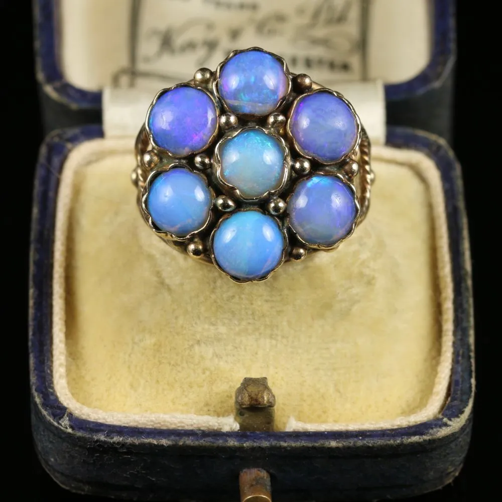 Antique Victorian Opal Cluster Ring Rose Gold Fabulous Opals