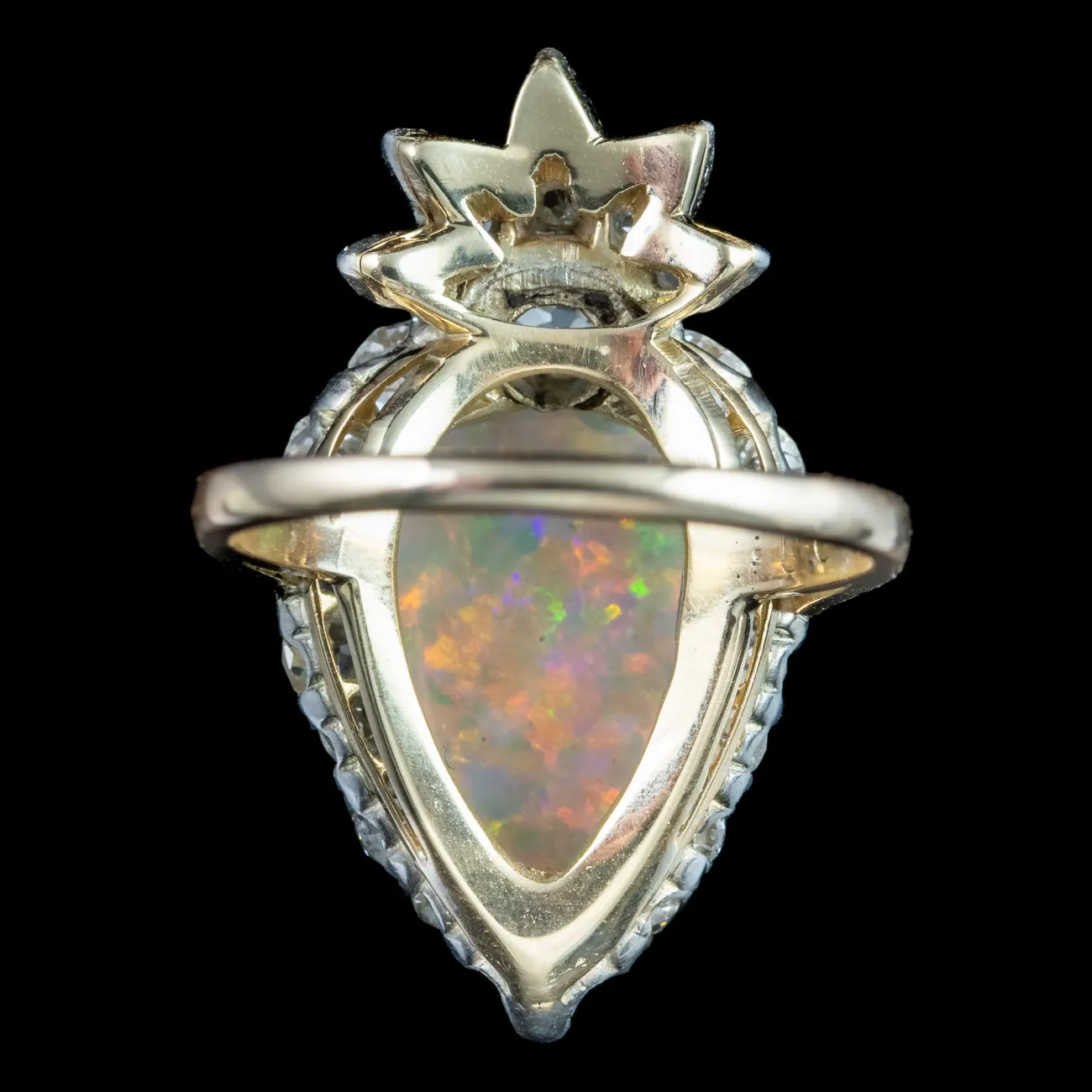 Antique Victorian Opal Diamond Cluster Ring 5.5ct Opal