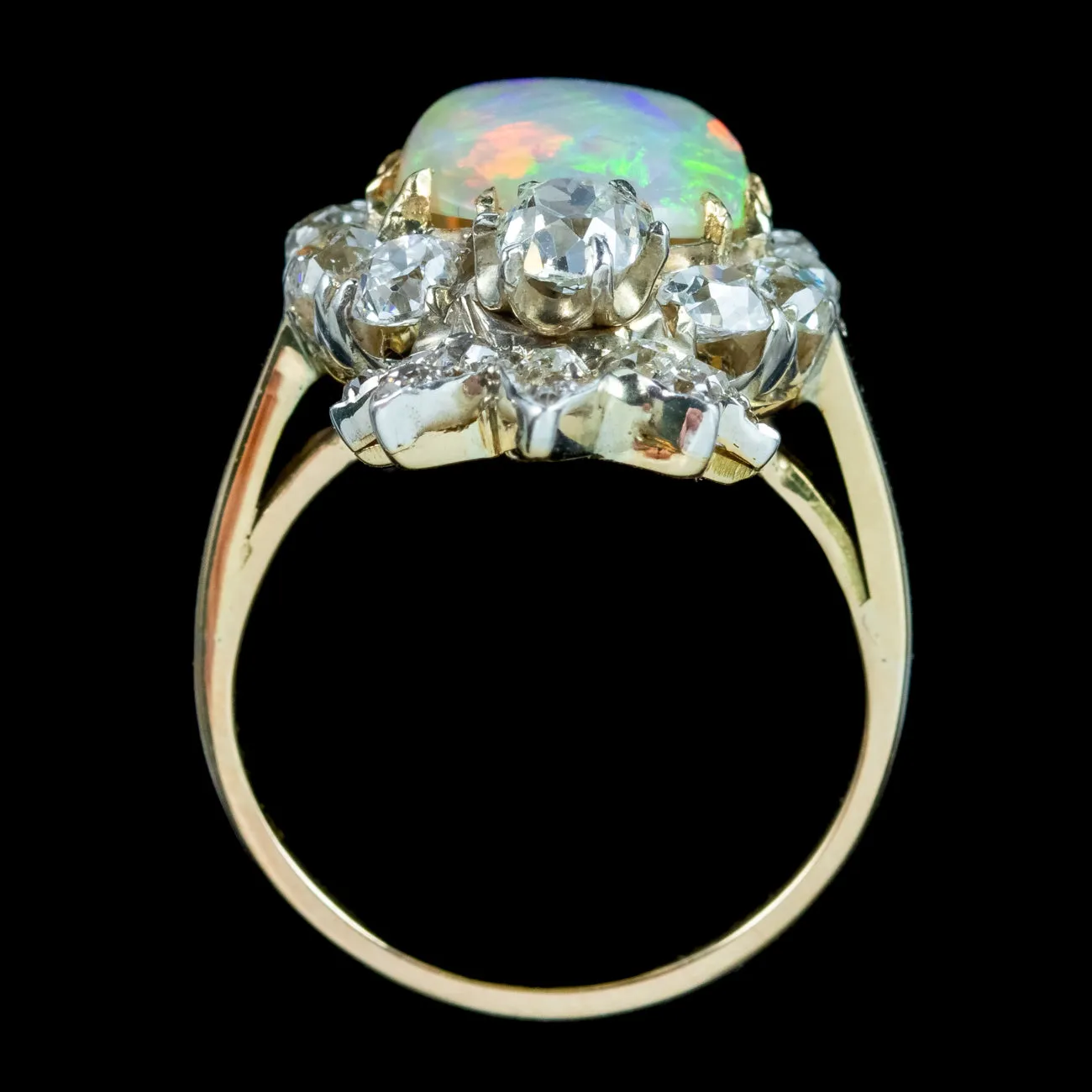 Antique Victorian Opal Diamond Cluster Ring 5.5ct Opal