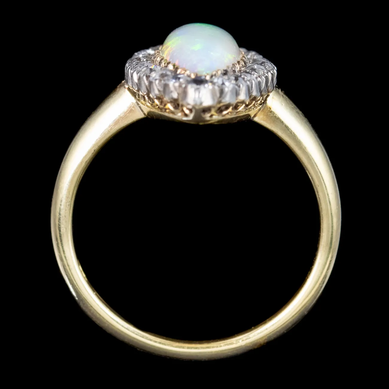 Antique Victorian Opal Diamond Navette Cluster Ring 2.3ct Opal