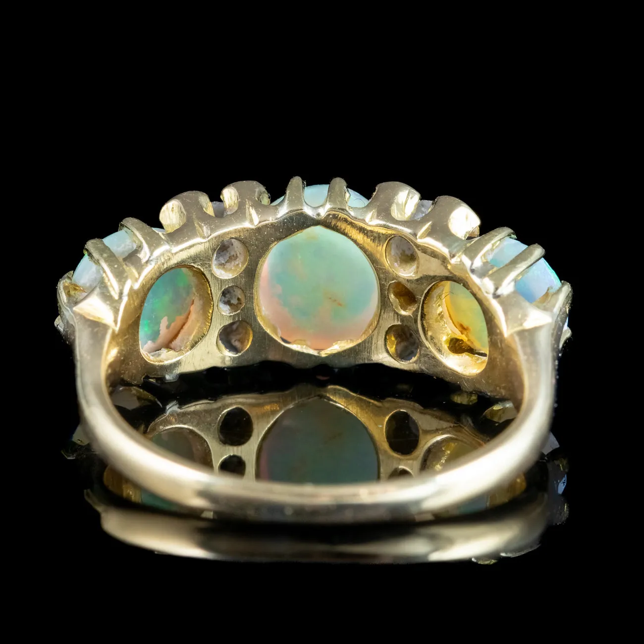 Antique Victorian Opal Diamond Ring 3ct Opal