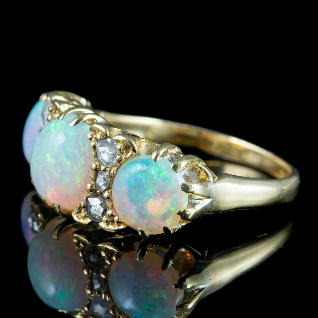 Antique Victorian Opal Diamond Ring 3ct Opal