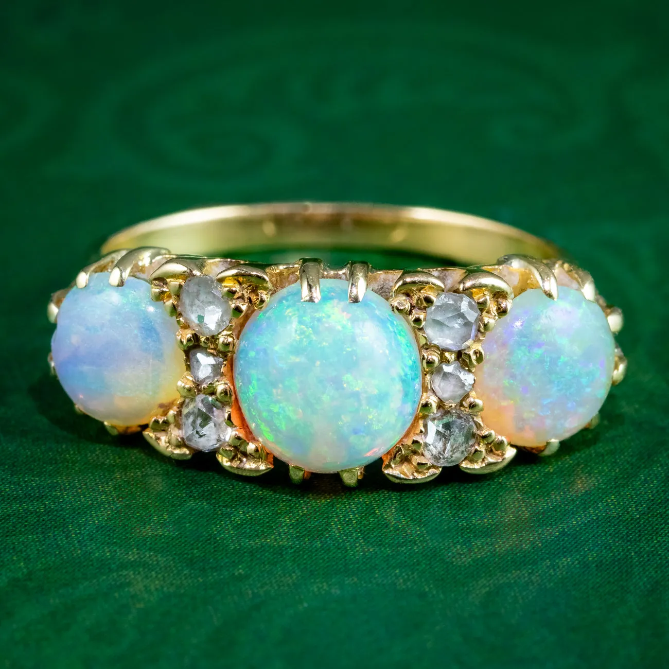 Antique Victorian Opal Diamond Ring 3ct Opal