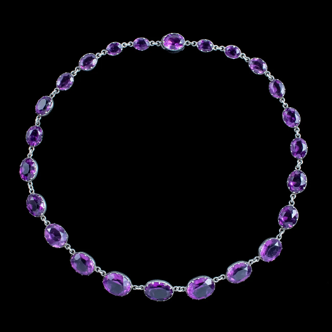 Antique Victorian Purple Paste Riviere Collar Necklace Silver