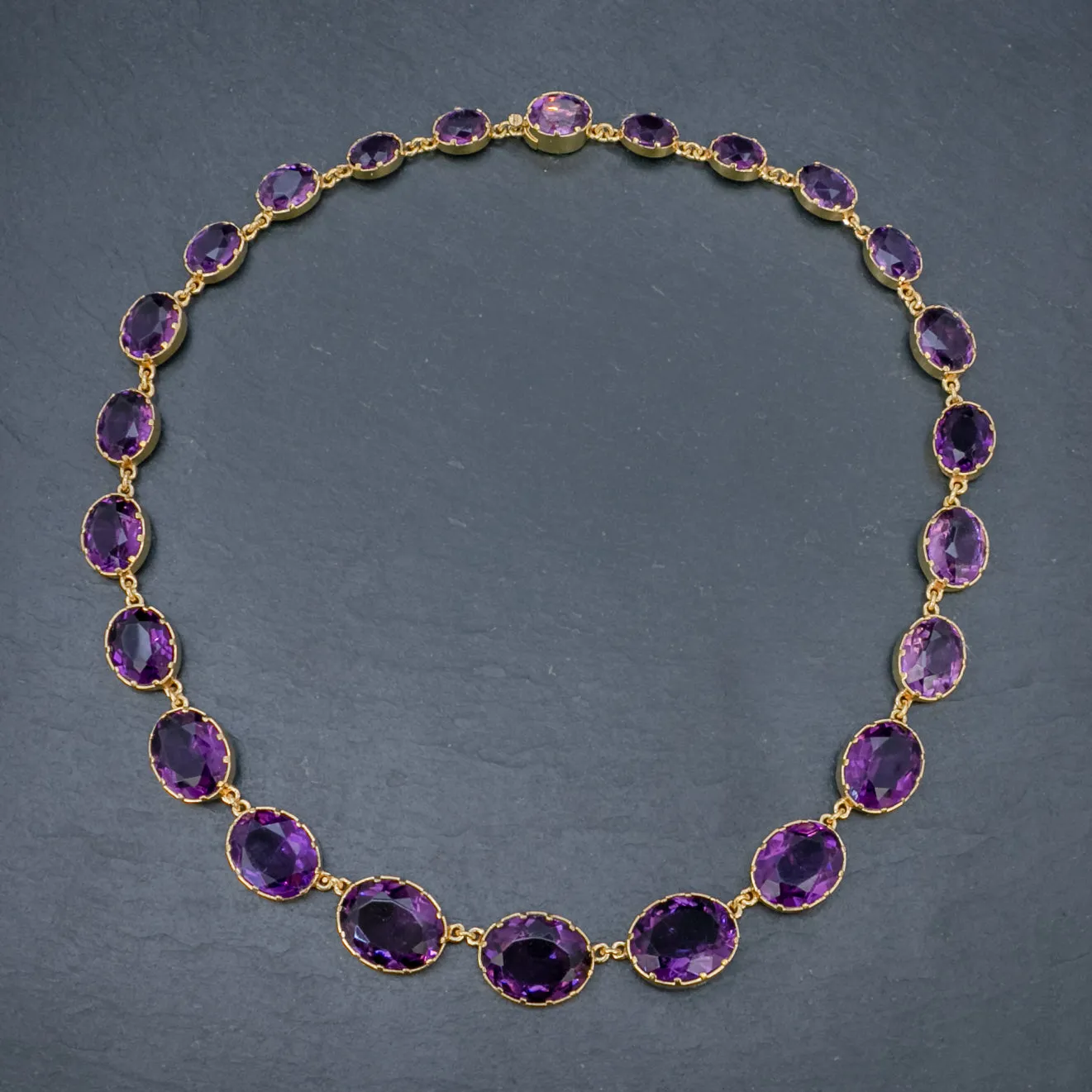 Antique Victorian Violet Paste Necklace 18Ct Gold On Silver Circa 1900