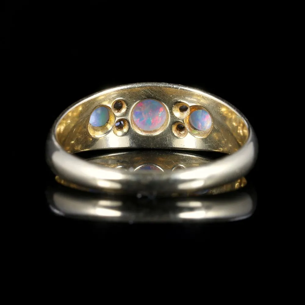 Antique Victorian Opal Diamond Ring Dated 1890