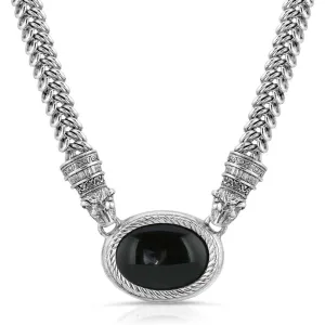 Antiquities Couture Jaguar Black Onyx Stone Symmetry Necklace 17"