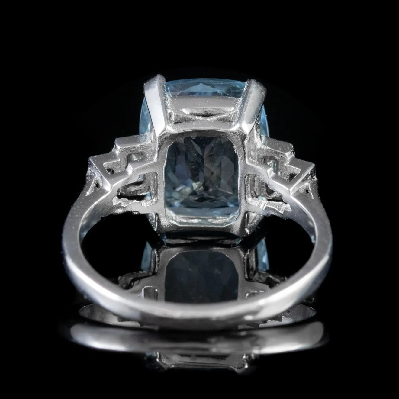 Aquamarine Diamond Ring Platinum 5.4Ct Briolette Cut Aqua Vs1 Clarity Diamonds