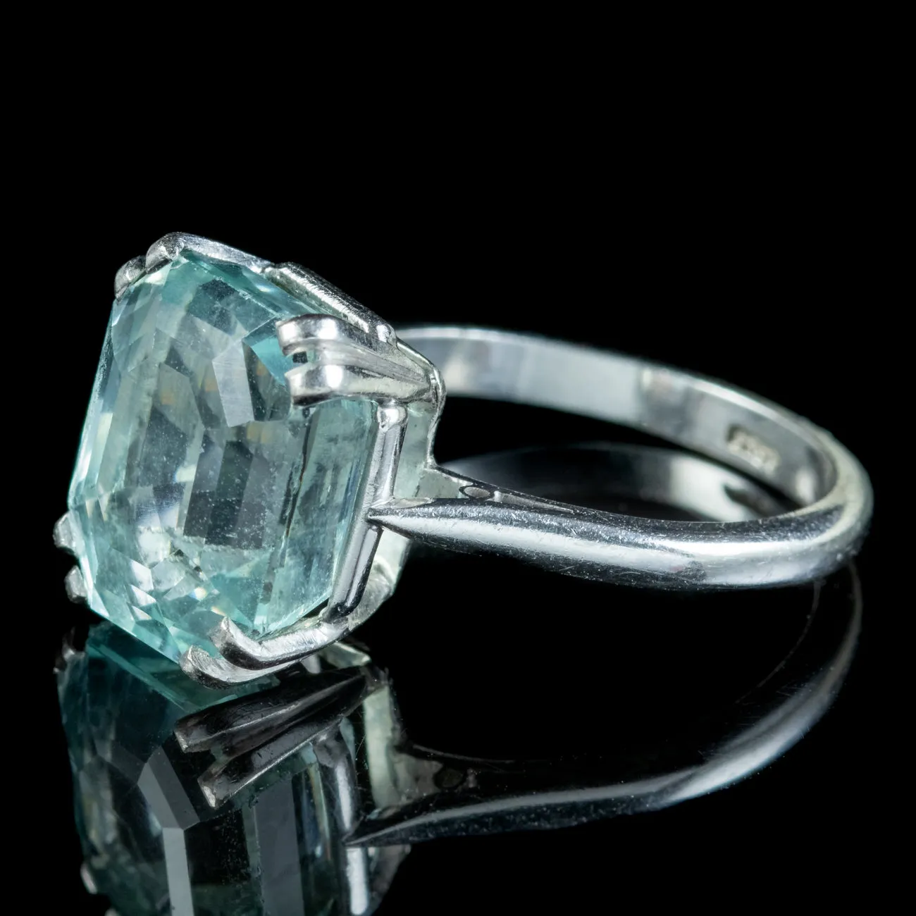 Art Deco Aquamarine Solitaire Ring 6ct Aqua