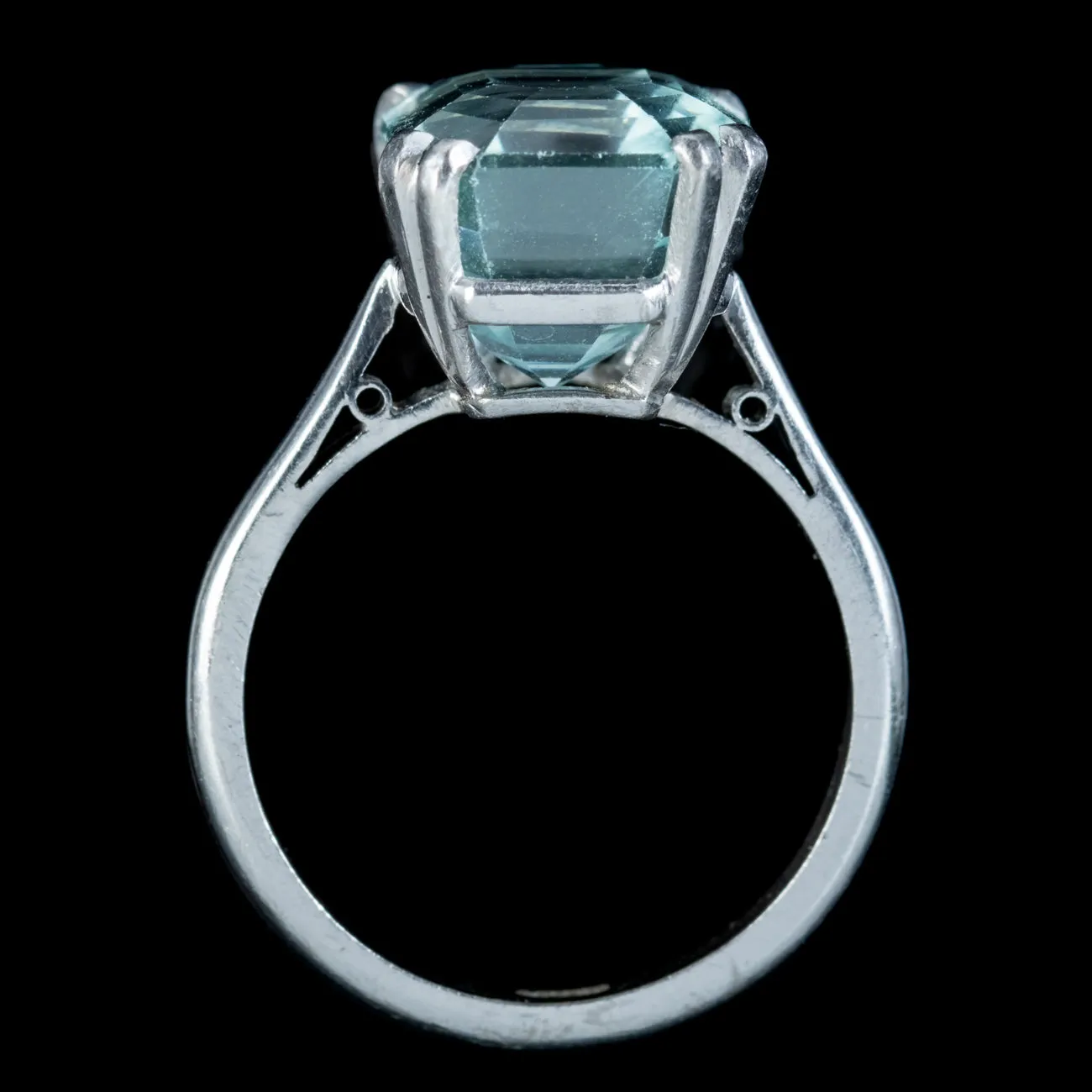 Art Deco Aquamarine Solitaire Ring 6ct Aqua