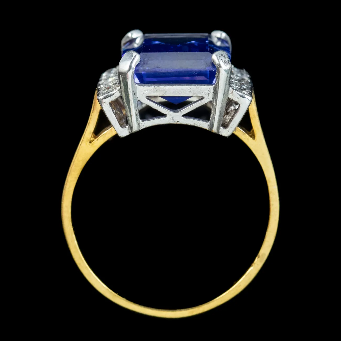 Art Deco Style Blue CZ Tanzanite Cocktail Ring