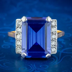 Art Deco Style Blue CZ Tanzanite Cocktail Ring