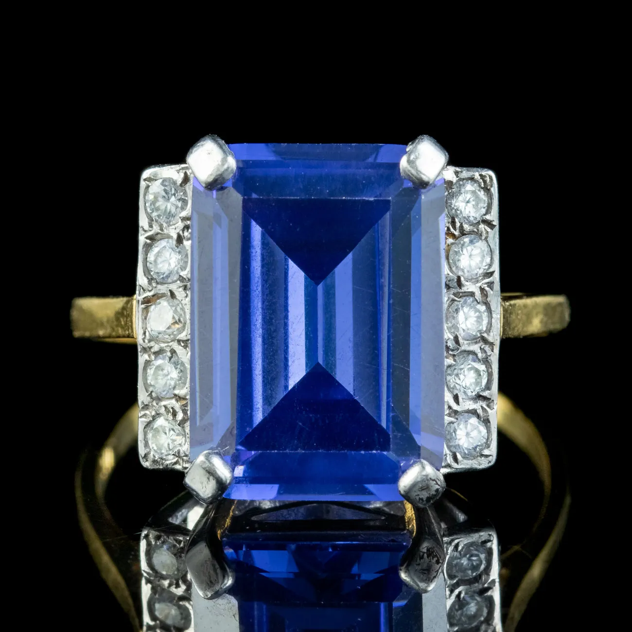 Art Deco Style Blue CZ Tanzanite Cocktail Ring