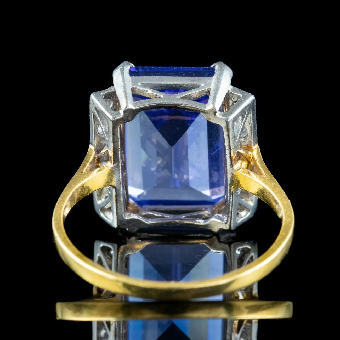 Art Deco Style Blue CZ Tanzanite Cocktail Ring