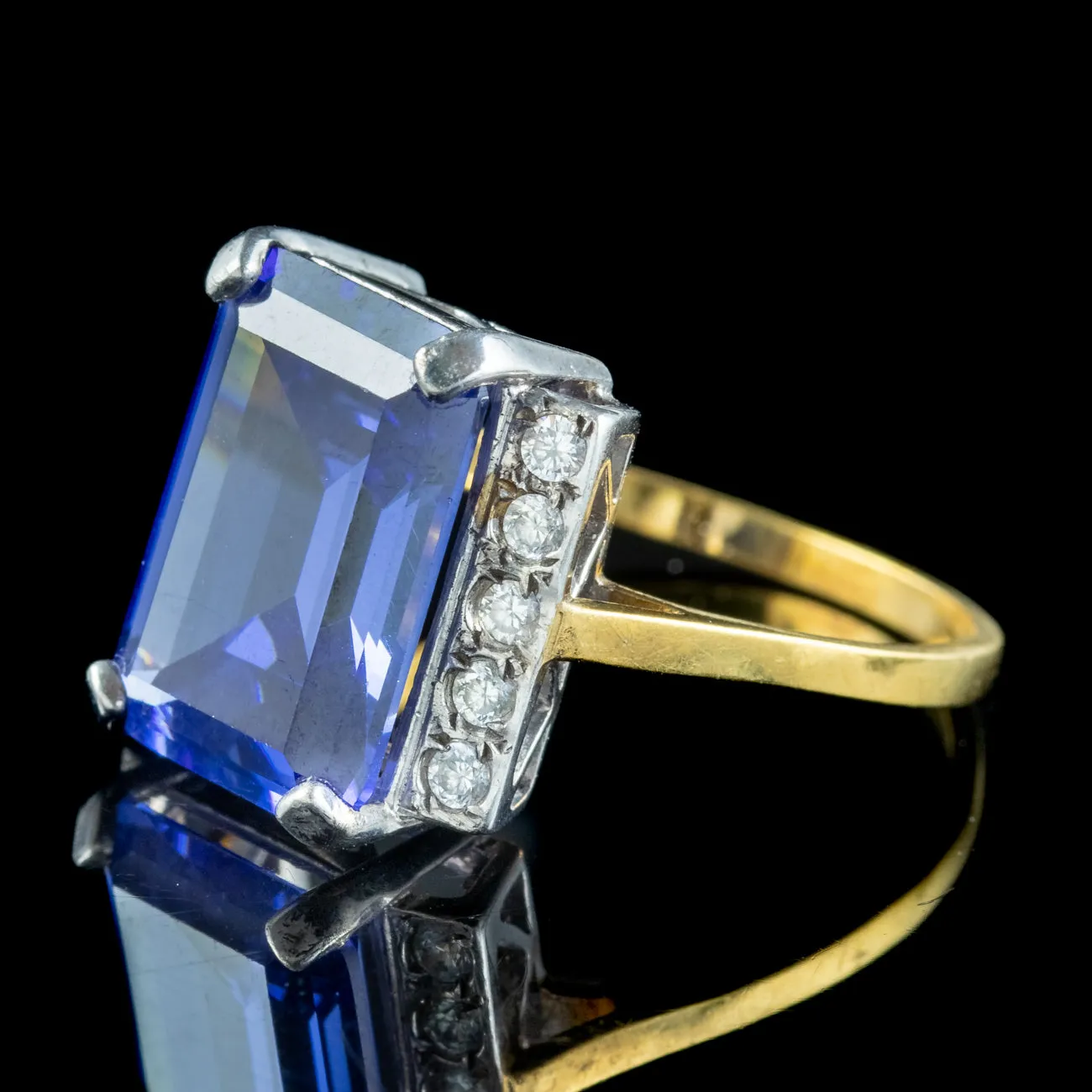 Art Deco Style Blue CZ Tanzanite Cocktail Ring