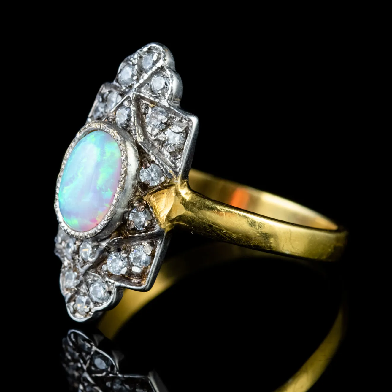 Art Deco Style Opal CZ Ring