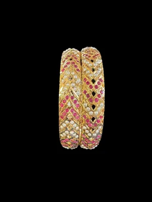 B150 Gold plated jadau bangles - ruby   ( READY TO SHIP)