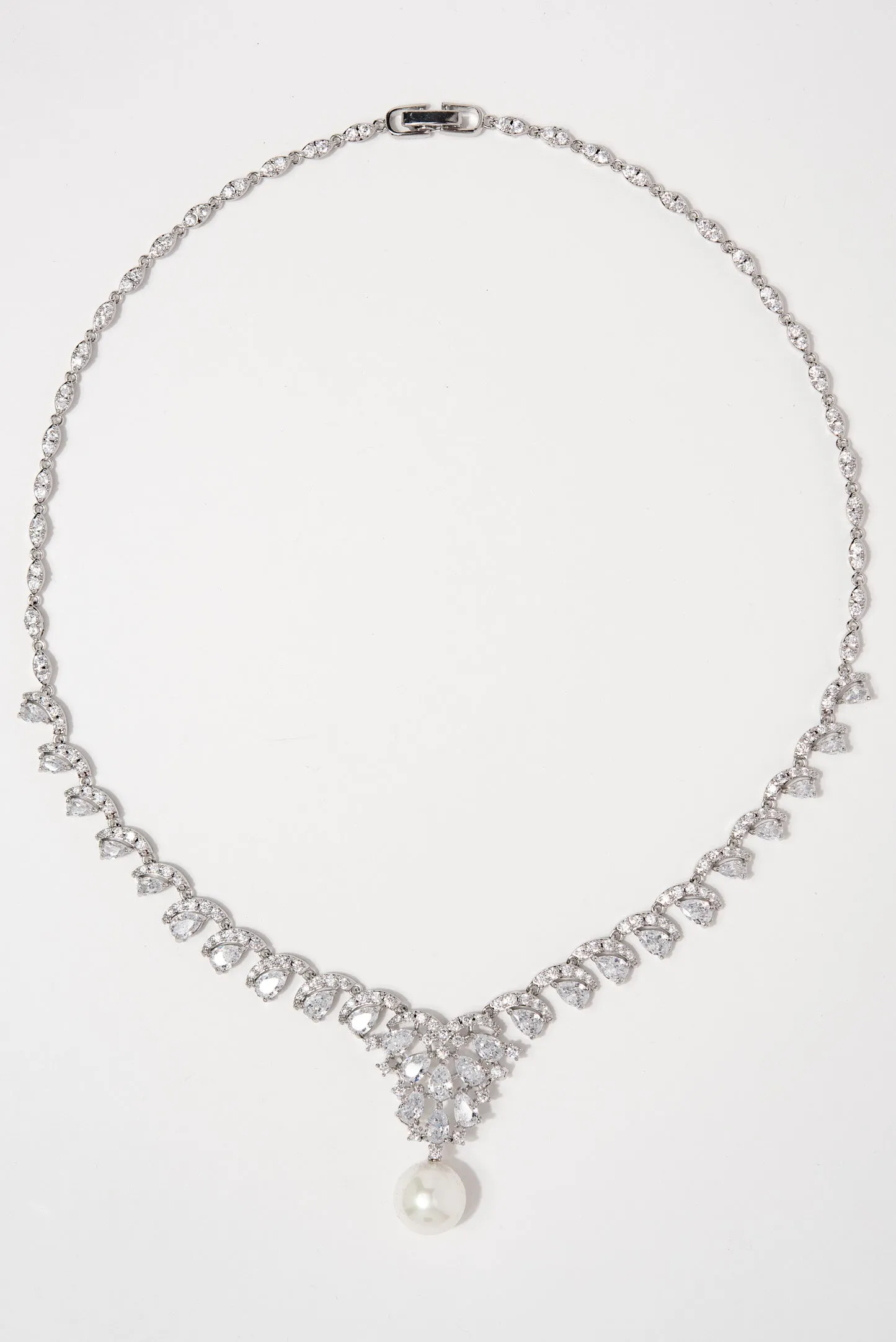 Bailey Glam Cubic Z Necklace Set - Silver