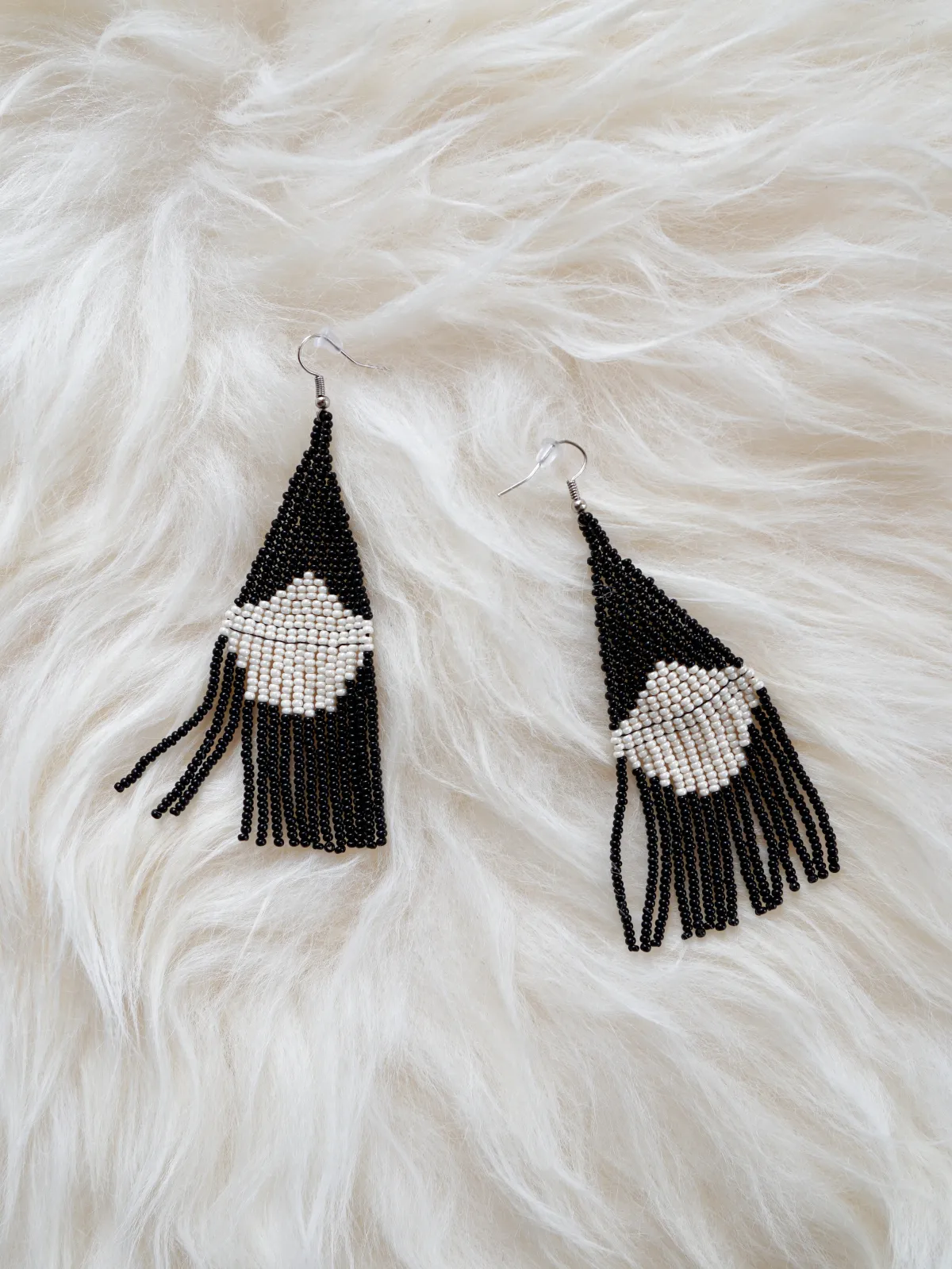 Beaded Fringe Earrings In Contrast