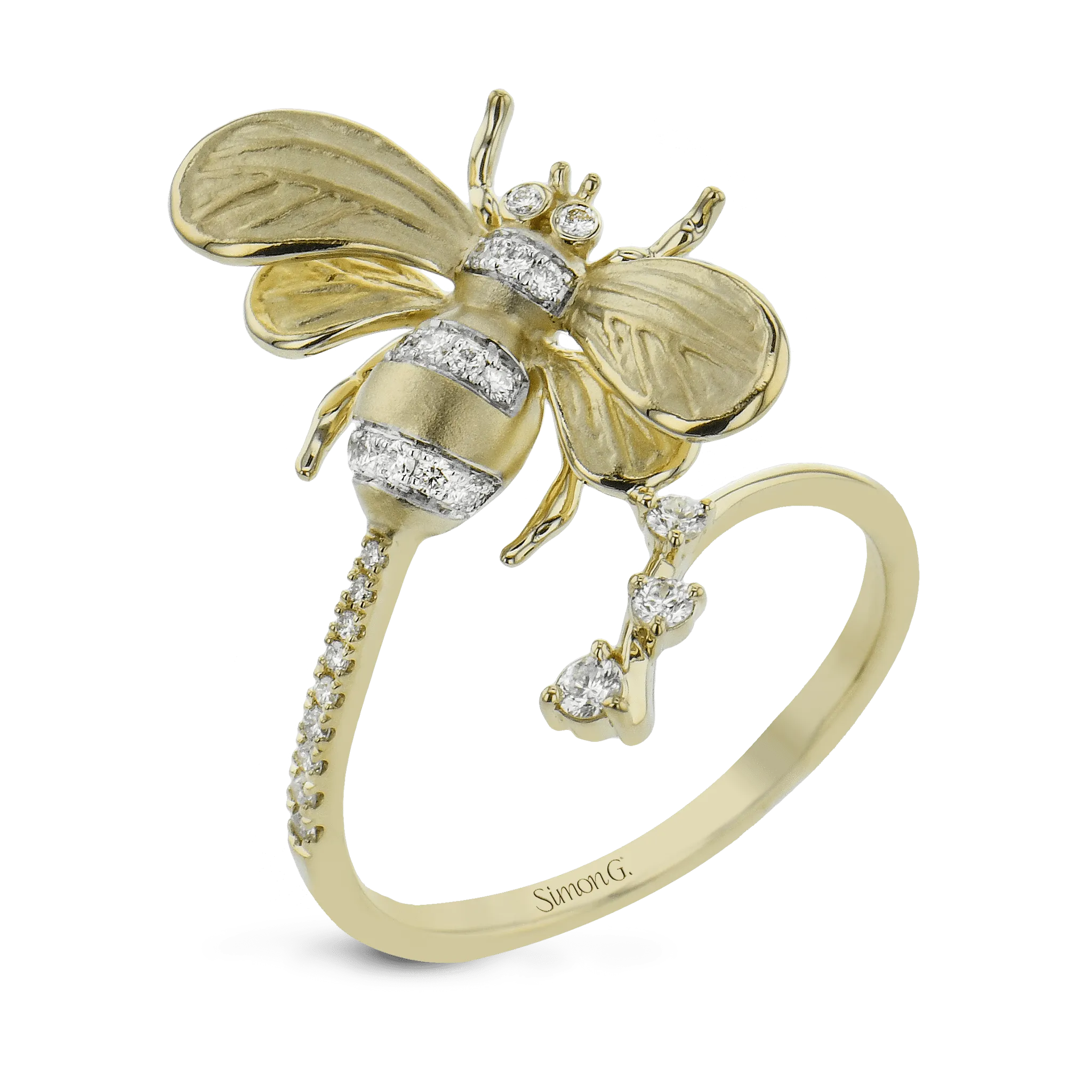 Bee Fashion Ring In 18k Gold With Diamonds