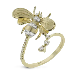 Bee Fashion Ring In 18k Gold With Diamonds