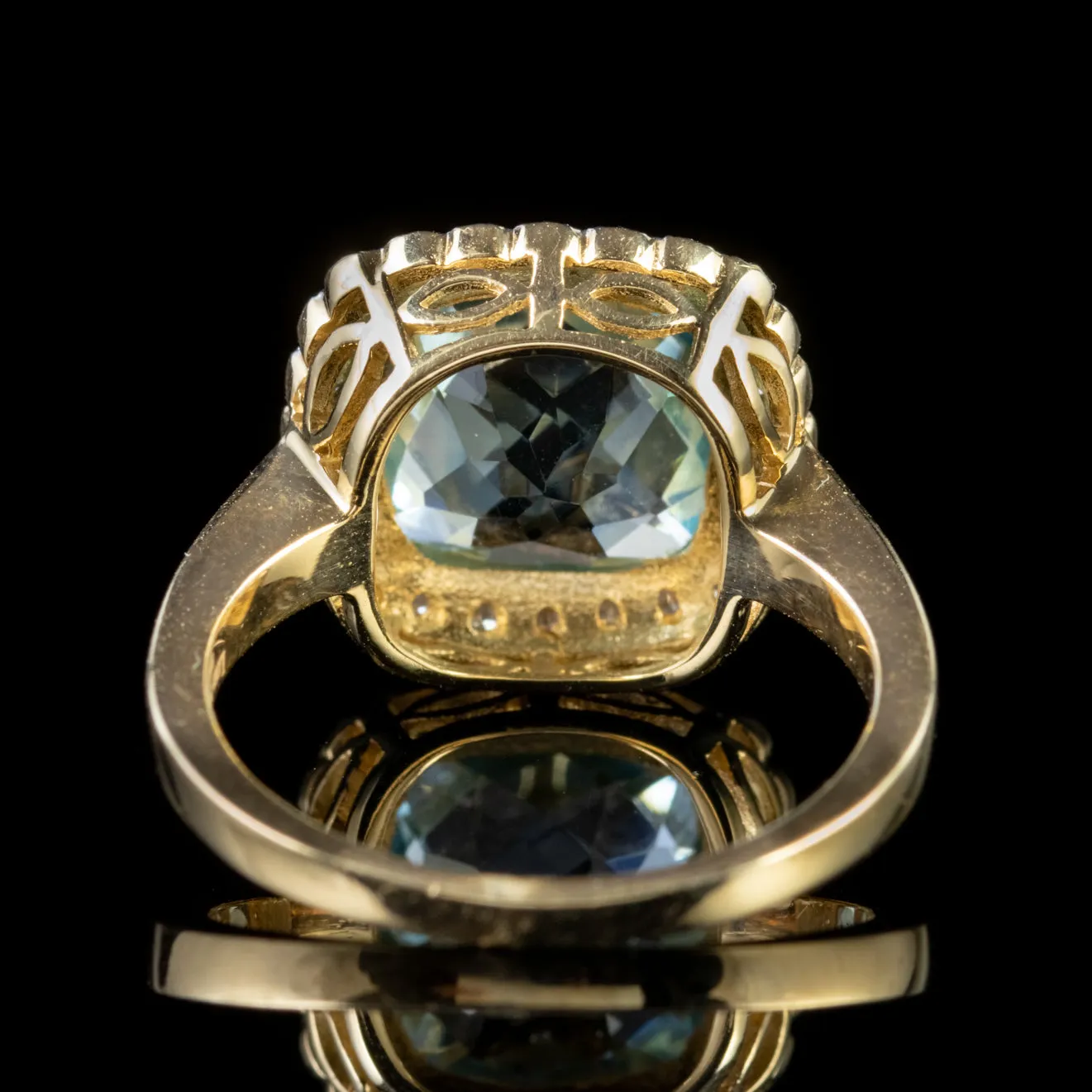 Blue Topaz Diamond Ring 9Ct Gold 4.25Ct Blue Topaz