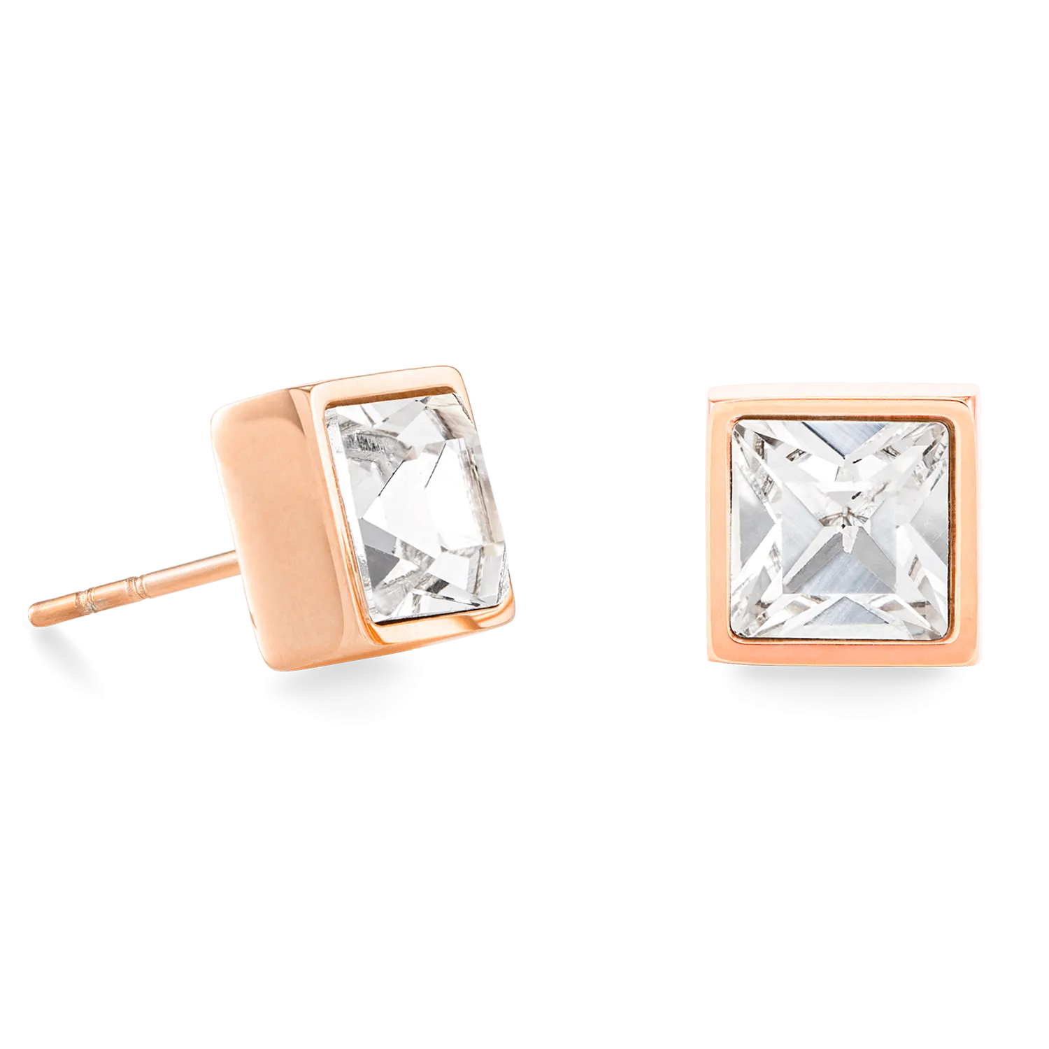 Brilliant Square big earrings roségold crystal