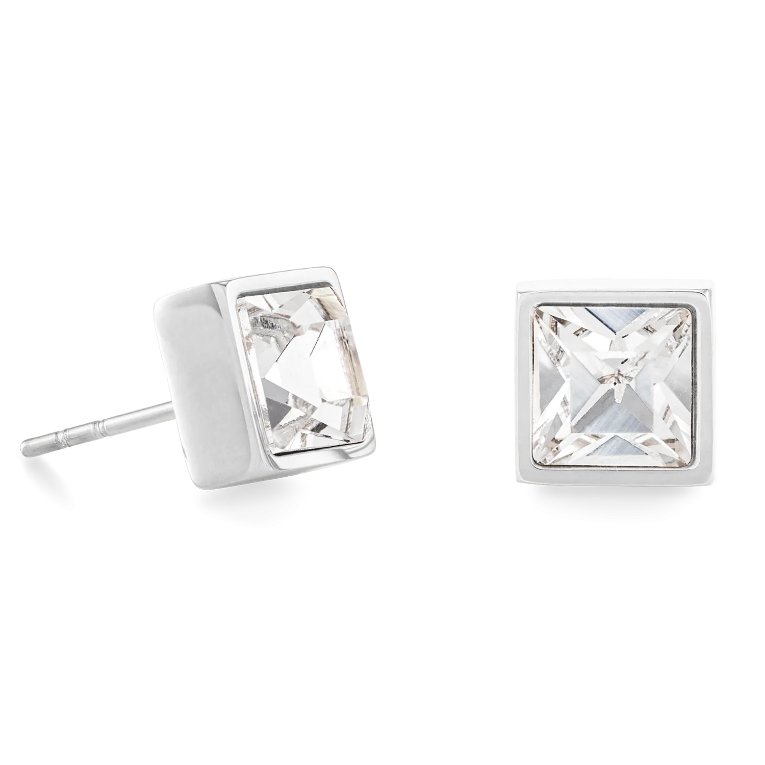 Brilliant Square big earrings silver crystal