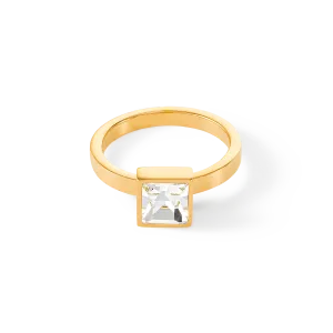 Brilliant Square big ring gold crystal