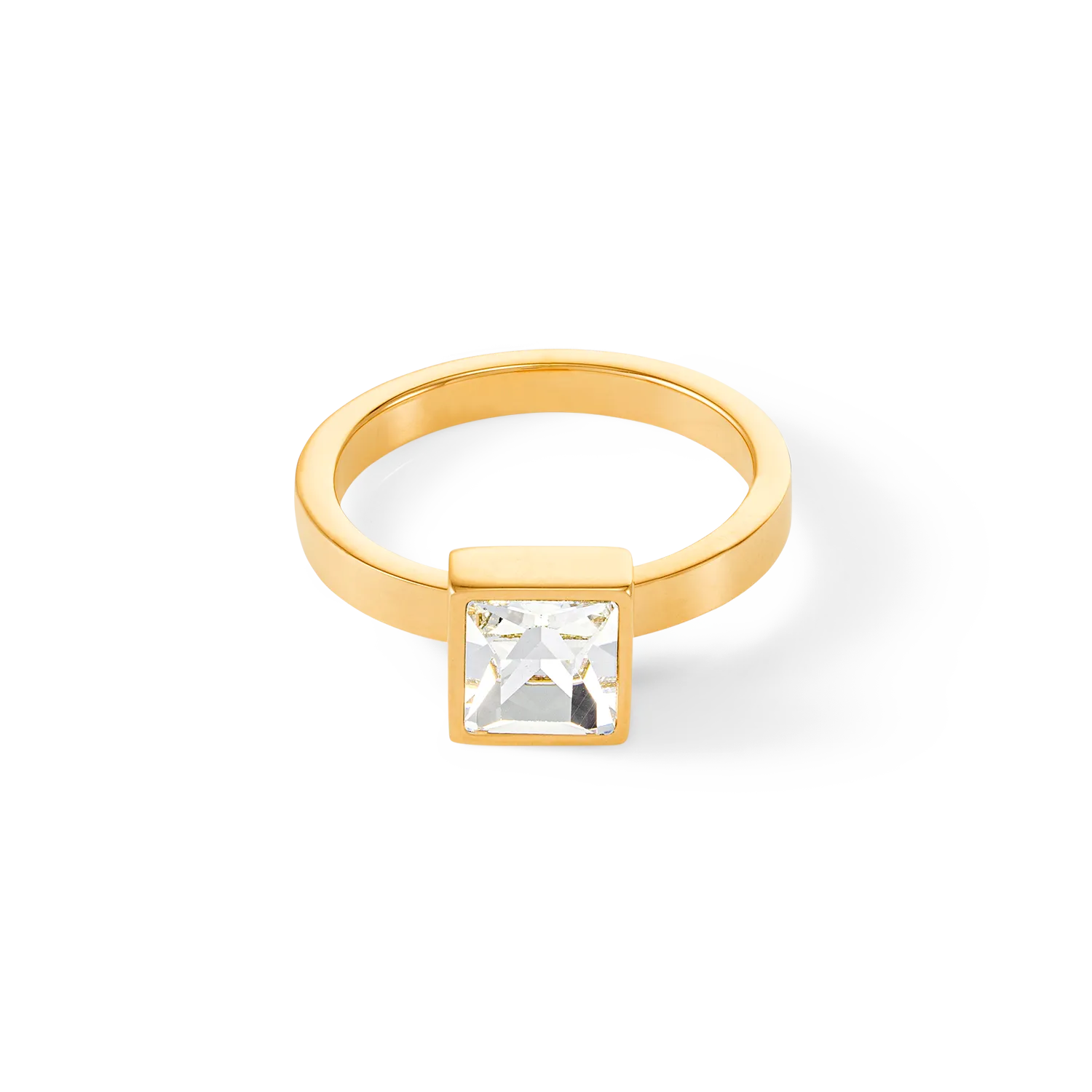 Brilliant Square big ring gold crystal