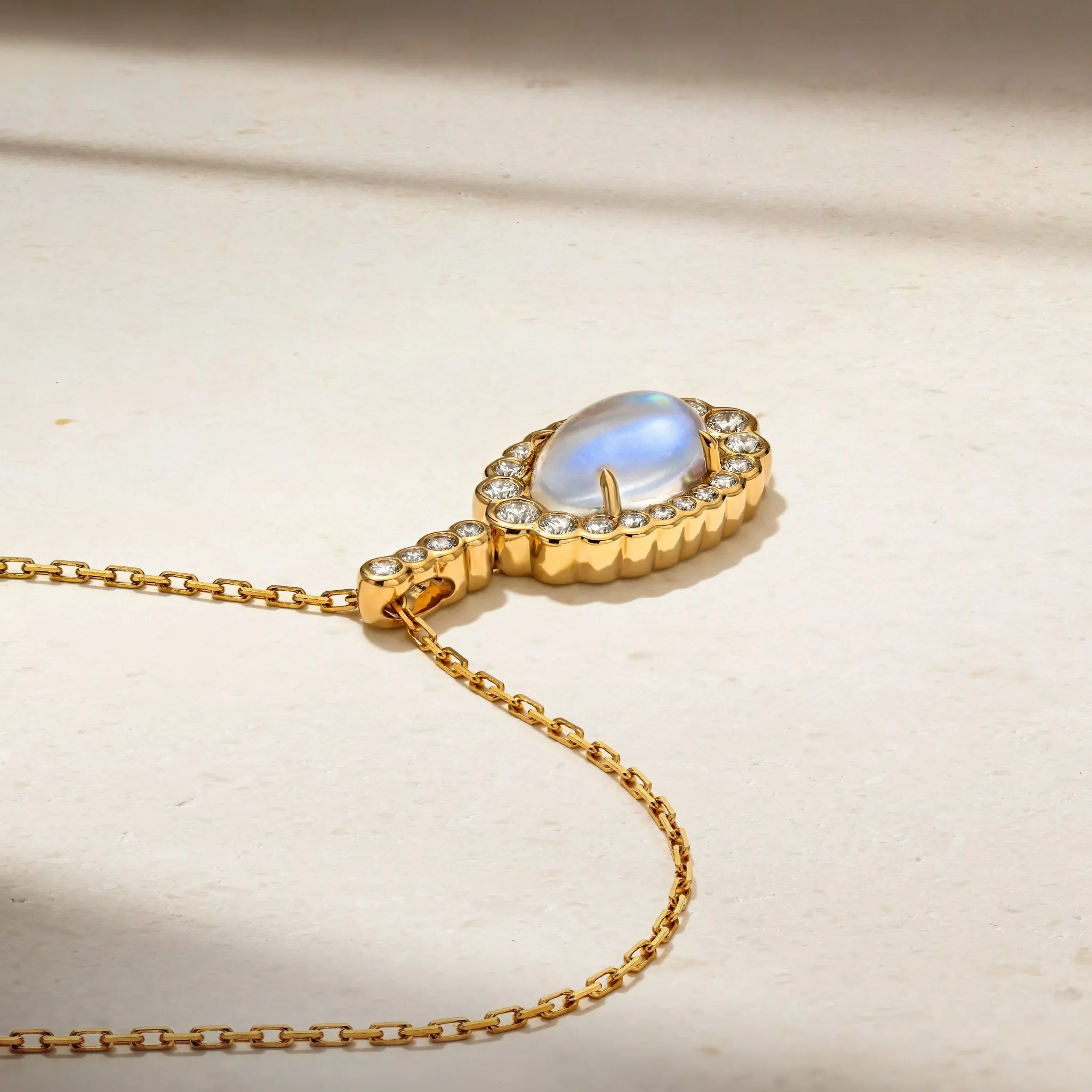 Bubbly One of a Kind Moonstone and Diamond Pendant