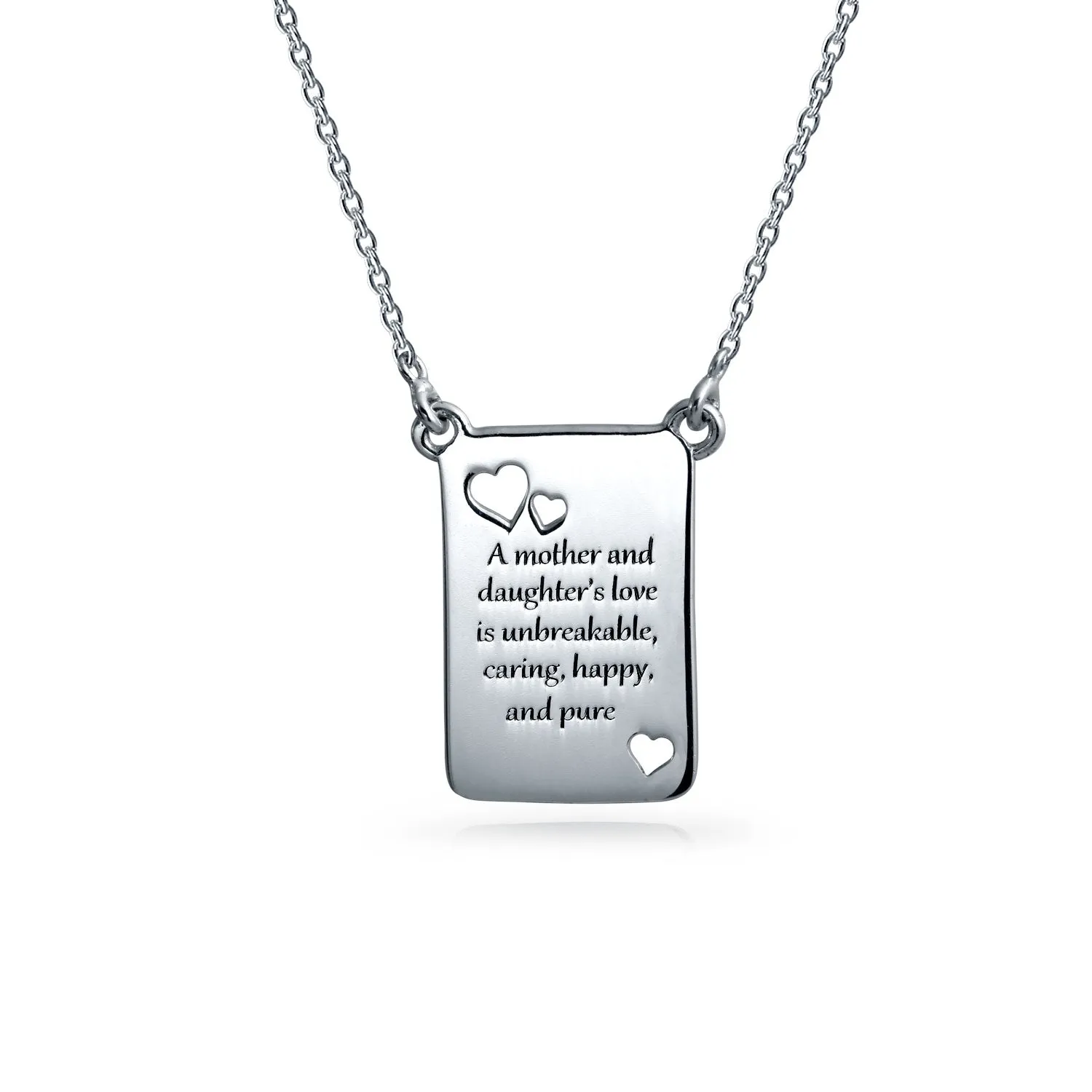 Buff Mother Daughter Bond Word Quote Rectangular Heart Pendant Necklace