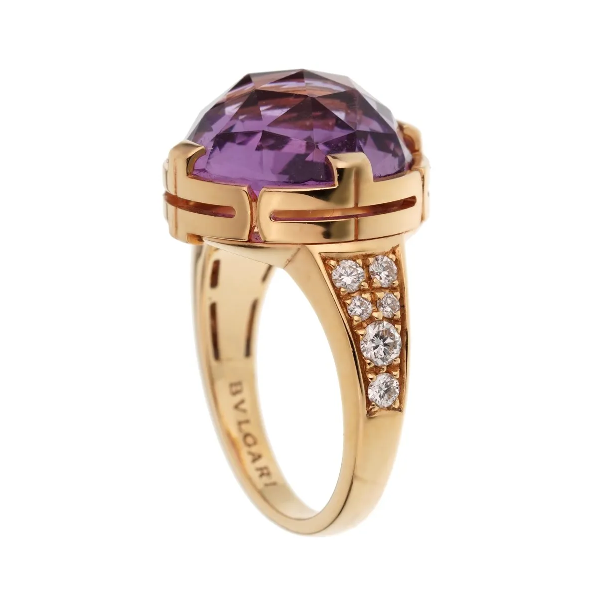 Bulgari Parentesi Rose Gold Amethyst Diamond Ring