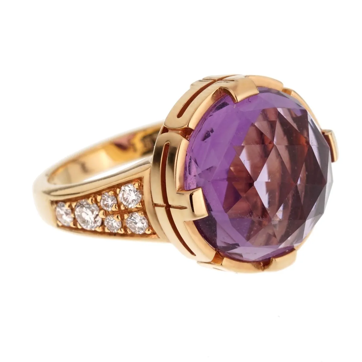 Bulgari Parentesi Rose Gold Amethyst Diamond Ring