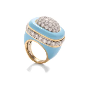 Cabana Ring, Light Blue Enamel