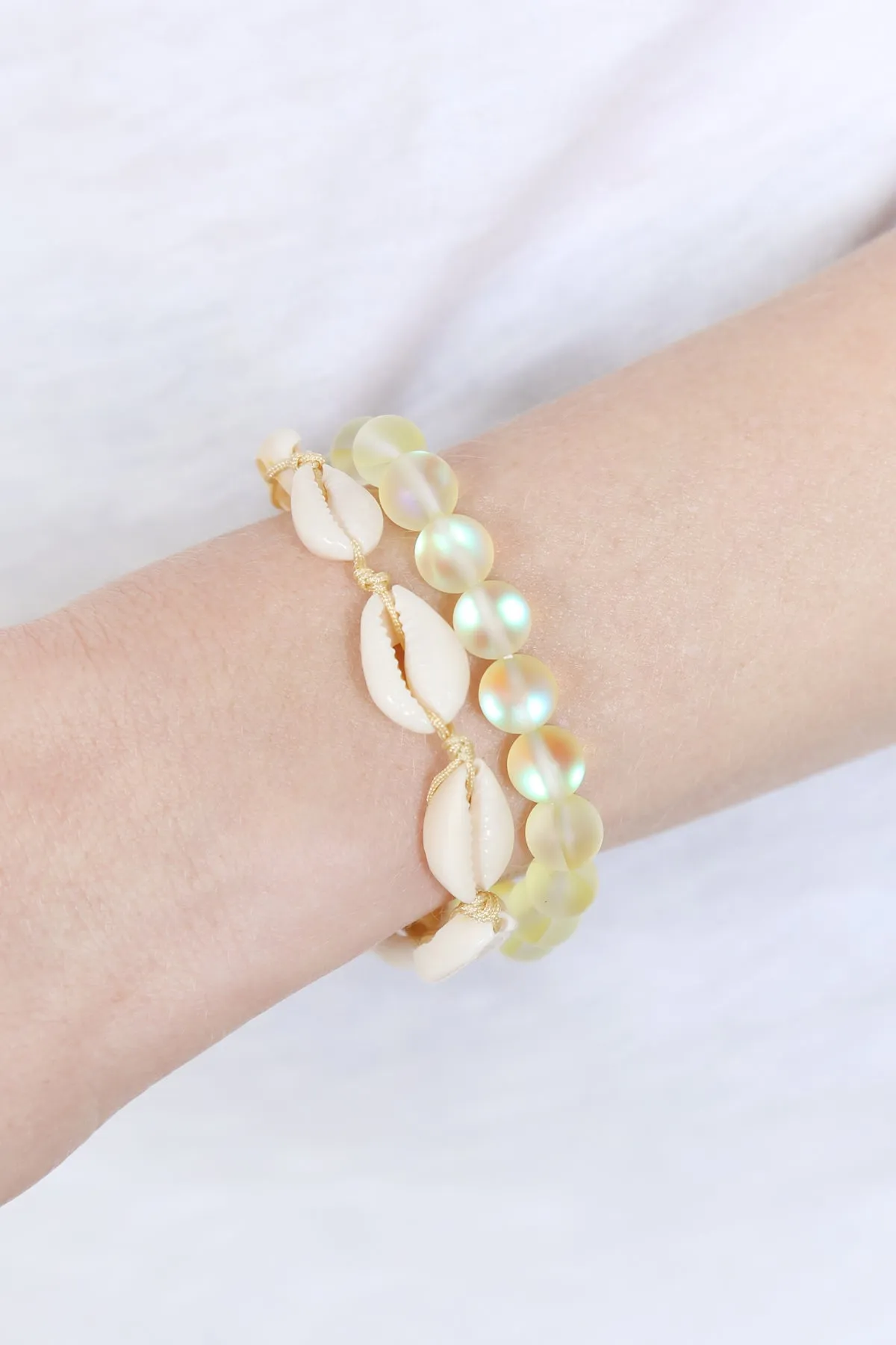 CHIC COLORED MERMAID GLASS STRETCH BRACELET